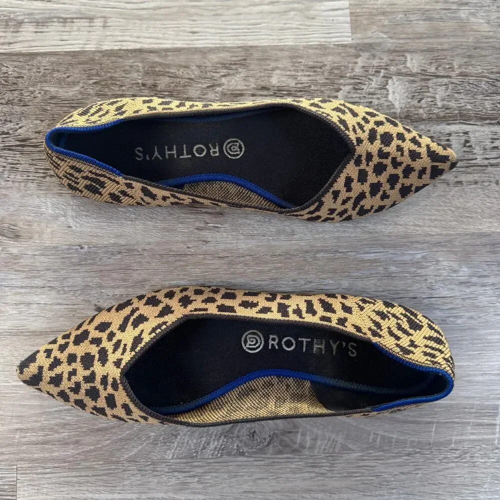 Rothy's The Point Leopard Print Knit Flats Pointed Toe Women's 10